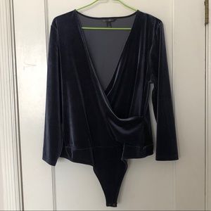 Blue velvet body suit